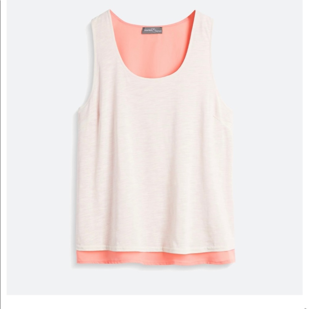 Market & Spruce split back tank. Cream and coral colors. Size XL.